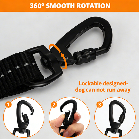 Heavy Duty Leashes with Swivel Lockable Hook Reflective Threads Bungee and Padded Handle - Dog Lead for Large Small Medium Dogs Outside Walking Hiking Orange